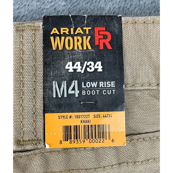 NEW Ariat Mens 44x34 FR M4 Workhorse Relaxed Bootcut Pants Jeans Beige Khaki Tan - Picture 7 of 16